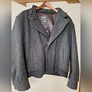 Vintage Fidelity Outerwear Mens Gray Wool Zip Up Black USA  Size L